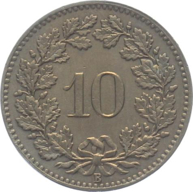 10 Rappen 1875 B - seltener Jahrgang